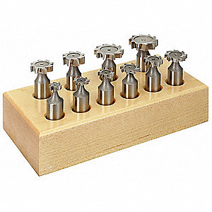 KEYSEAT CUTTER SET, HIGH SPEED STEEL, 10 PIECES, STAGGERED TOOTH, HIGH SPEED STEEL