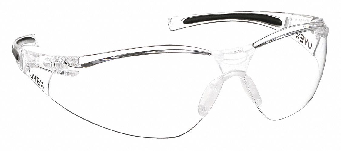 SAFETY GLASSES, HALF-FRAME, WRAPAROUND, CLEAR, POLYCARBONATE, ANTI-SCRATCH, M, UNISEX