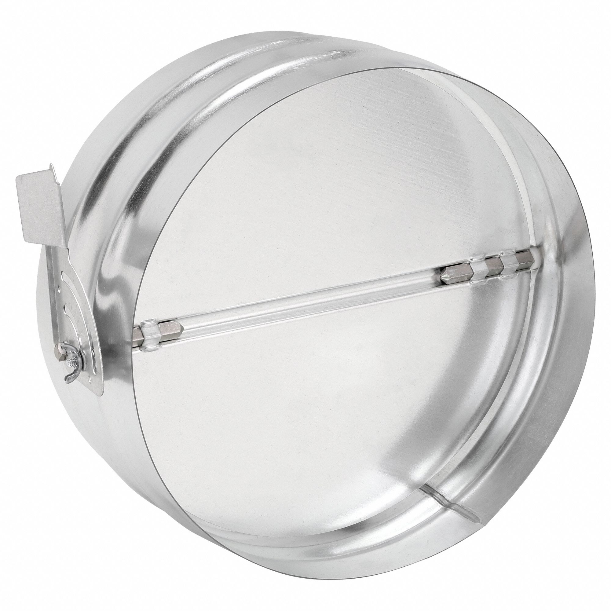 14"dia GSteel Manual Balancing Dampr: 14 in Duct, 6 3/8 in L, Steel, Locking Manual Quadrant