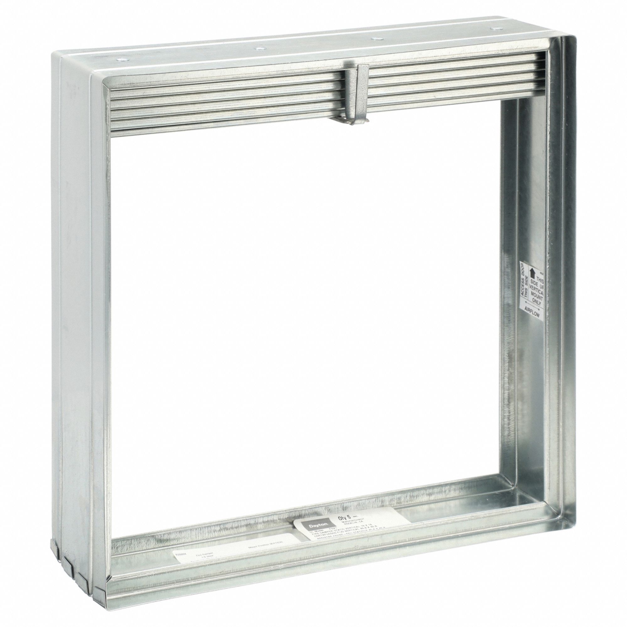 SQUARE GRAVITY FIRE DAMPER, STATIC, 18 IN H, 18 IN W, 3¾ IN L, GALVANIZED STEEL FRAME