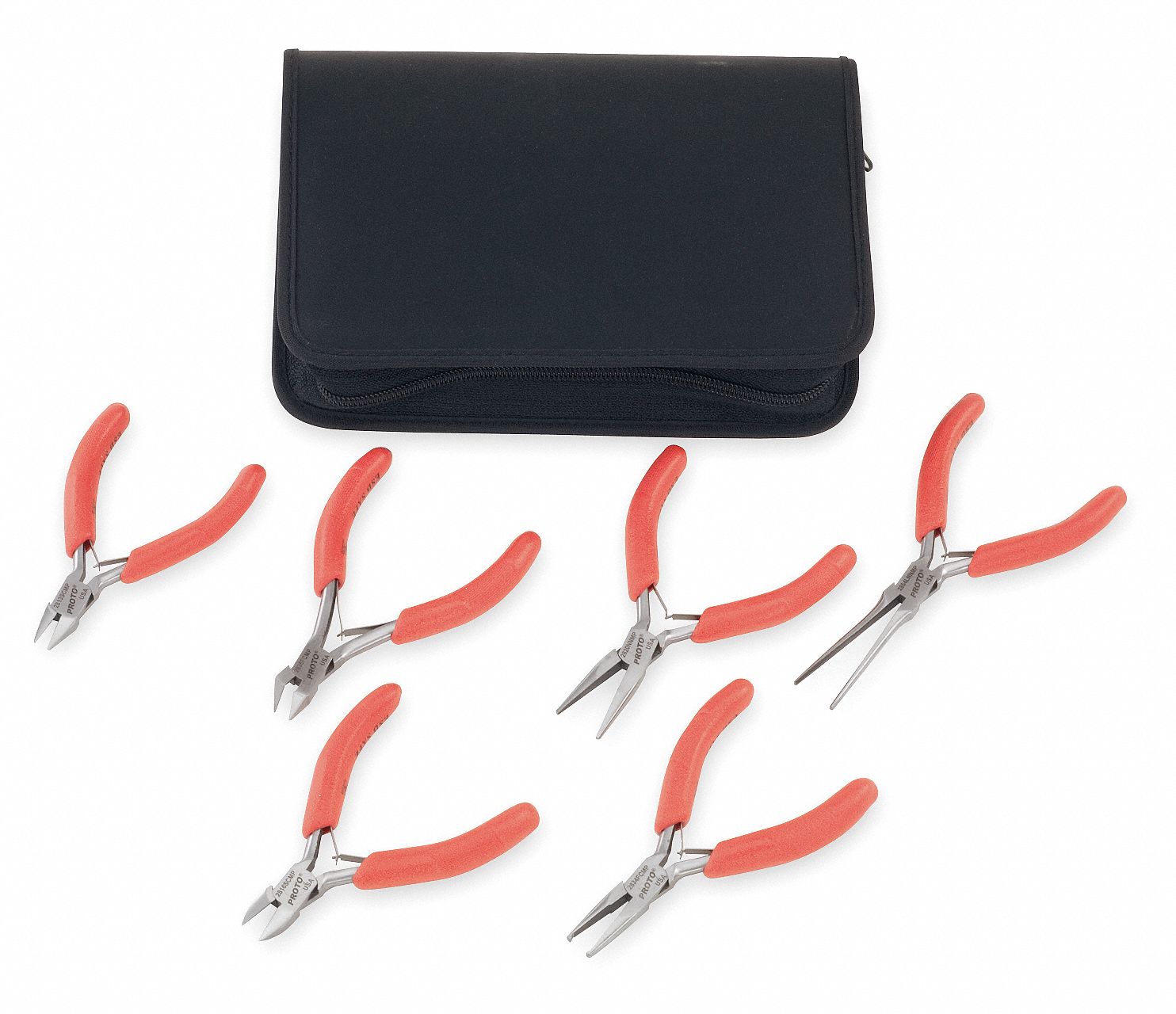 PROTO Precision Plier Set ESDSafe, 6 Pliers, Std Cushion Grip, Spring
