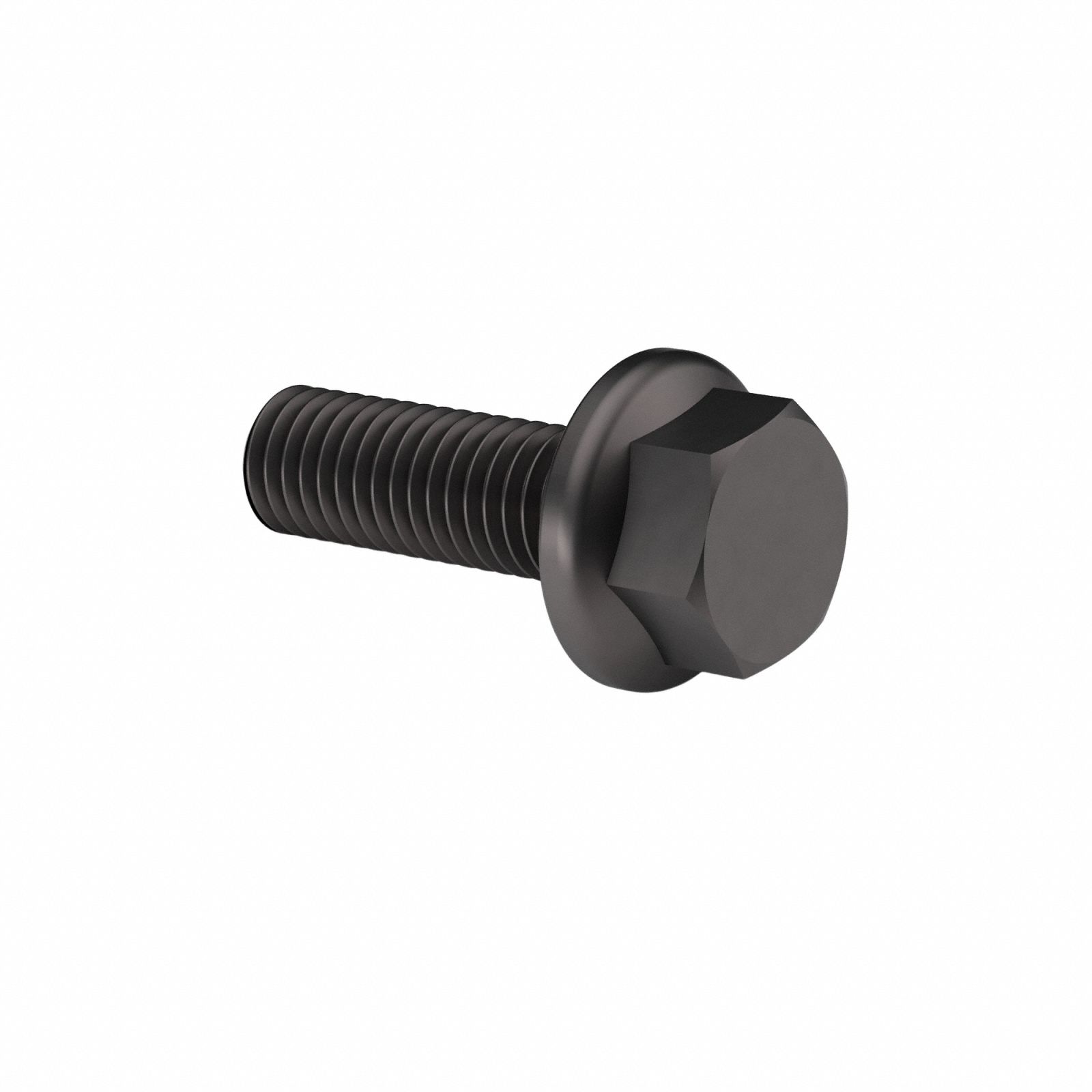 Flange Bolts: Std, Steel, Grade 8, Black Oxide, 1 1/2 in lg, Fully Threaded, Inch, 25 PK