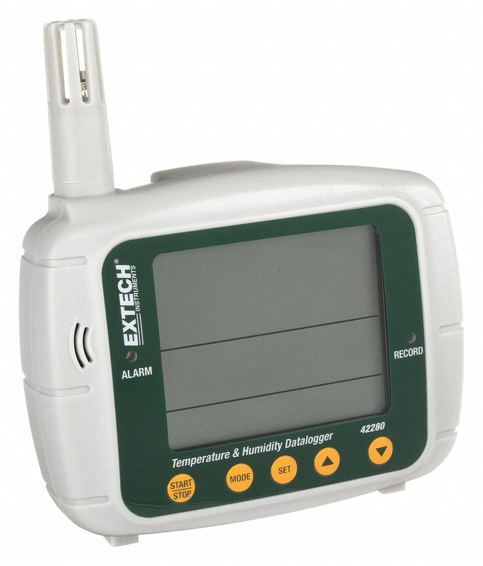 EXTECH, ±1°F Temp/±3 RH Accuracy, 4° to 144°F, Data Logger 2TKT9