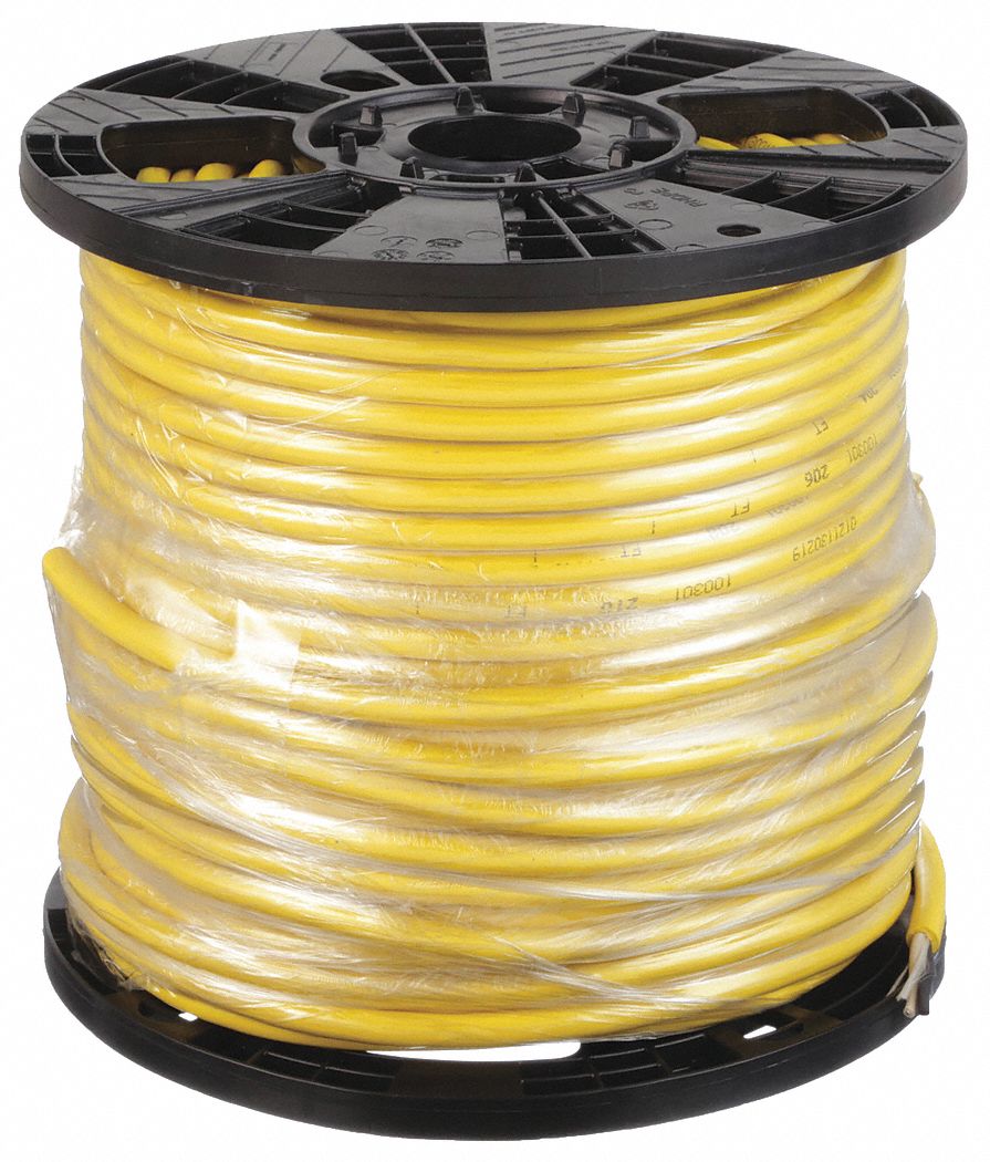 Portable Cord: SOOW, 600 V, 2 Conductors, 16 AWG, Yellow Jacket, 250 ft Overall Lg