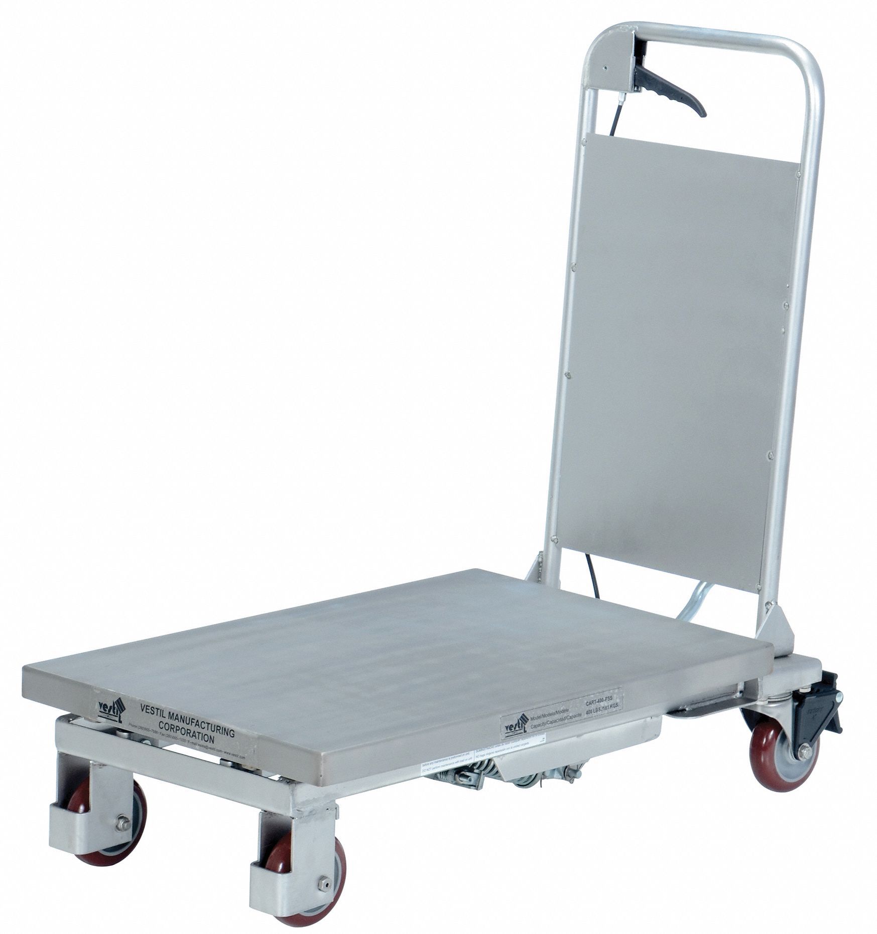 Scissor Lift Table: 400 lb Load Capacity, 27 1/2 in x 17 1/2 in Platform, Hydraulic