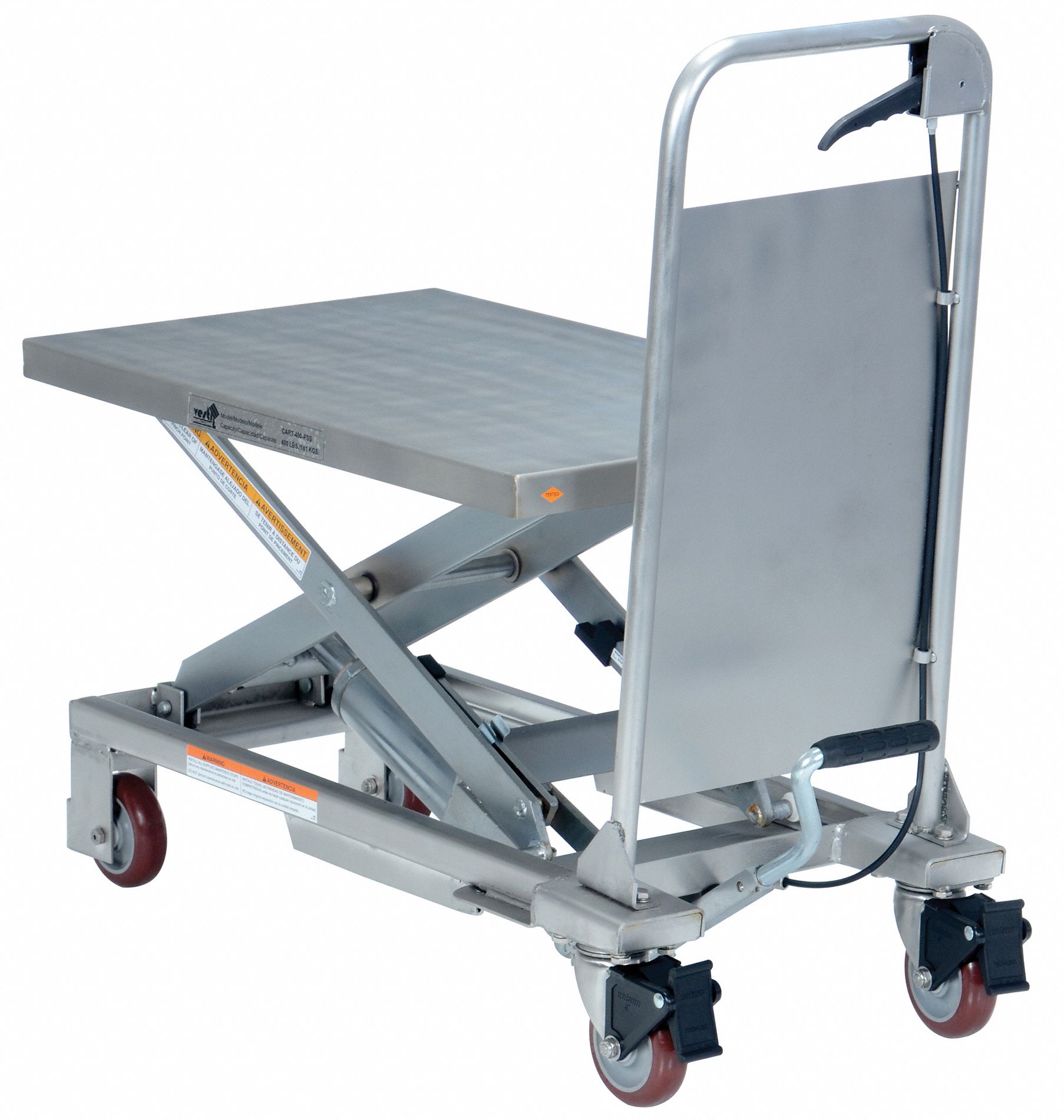 GRAINGER APPROVED CorrosionResistant Manual Mobile ScissorLift Table