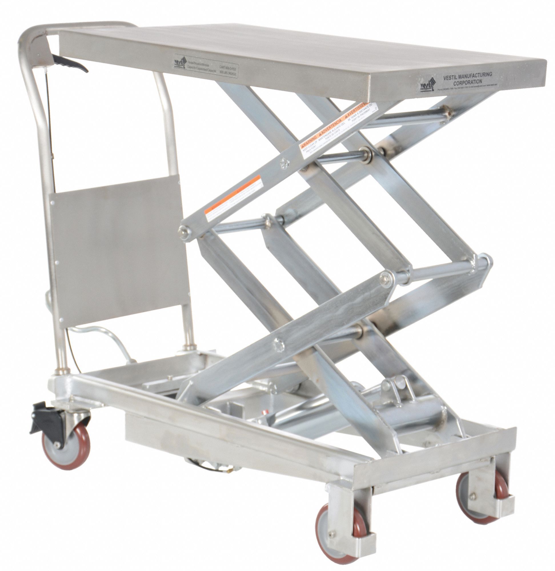 Scissor Lift Table: 800 lb Load Capacity, 35 1/2 in x 20 in Platform, Hydraulic