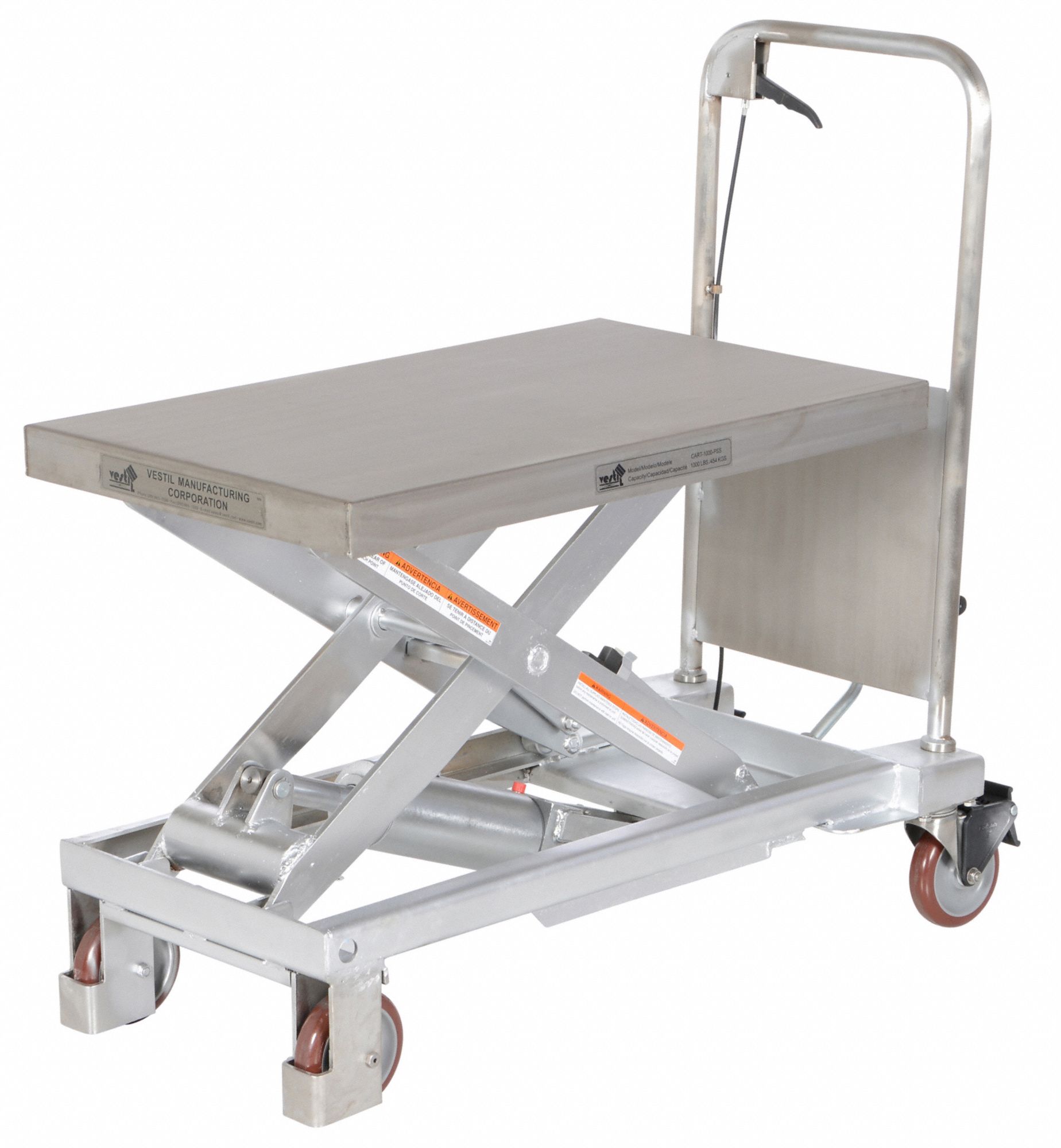 GRAINGER APPROVED CorrosionResistant Manual Mobile ScissorLift Table