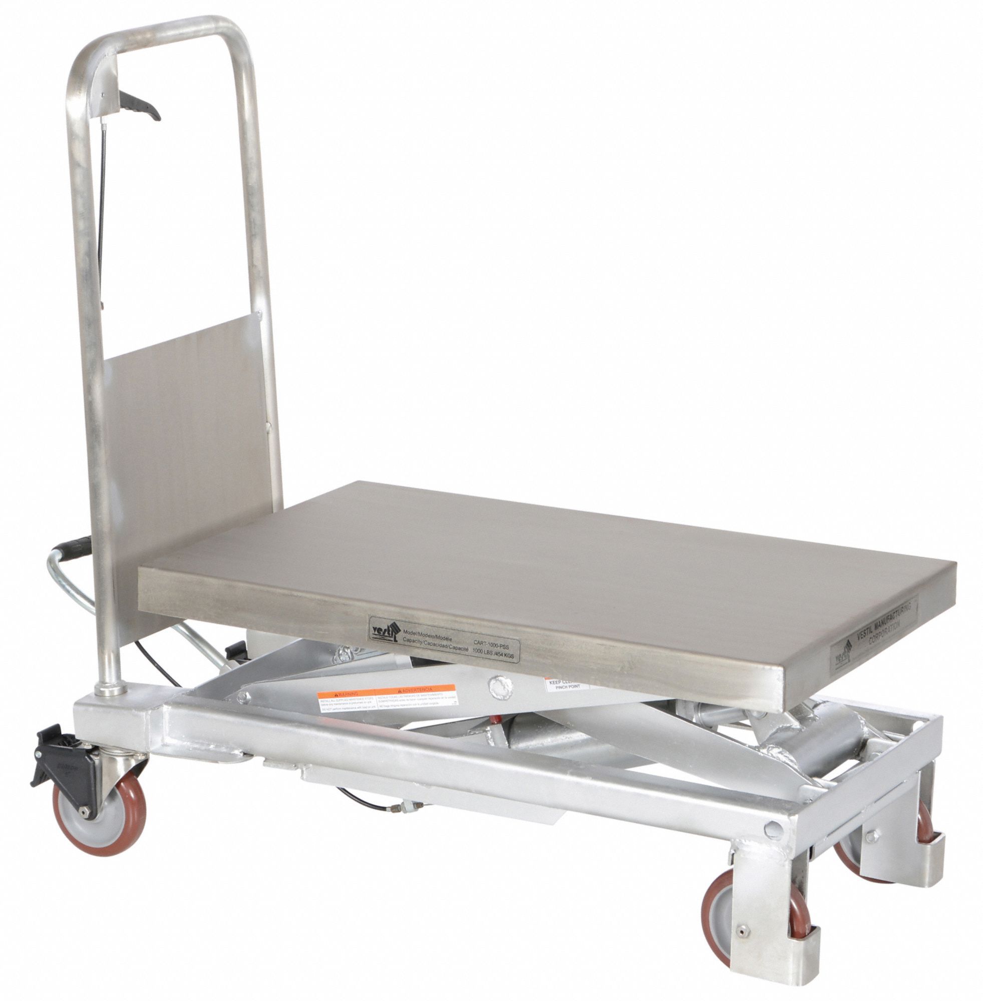 GRAINGER APPROVED CorrosionResistant Manual Mobile ScissorLift Table