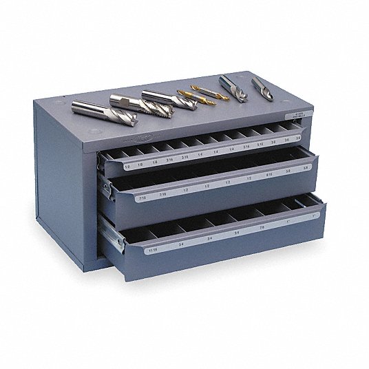 Model:EDP13350 Huot 13350 Three-Drawer End Mill Dispenser Cabinet for Fractional Sizes 1/8 to 1