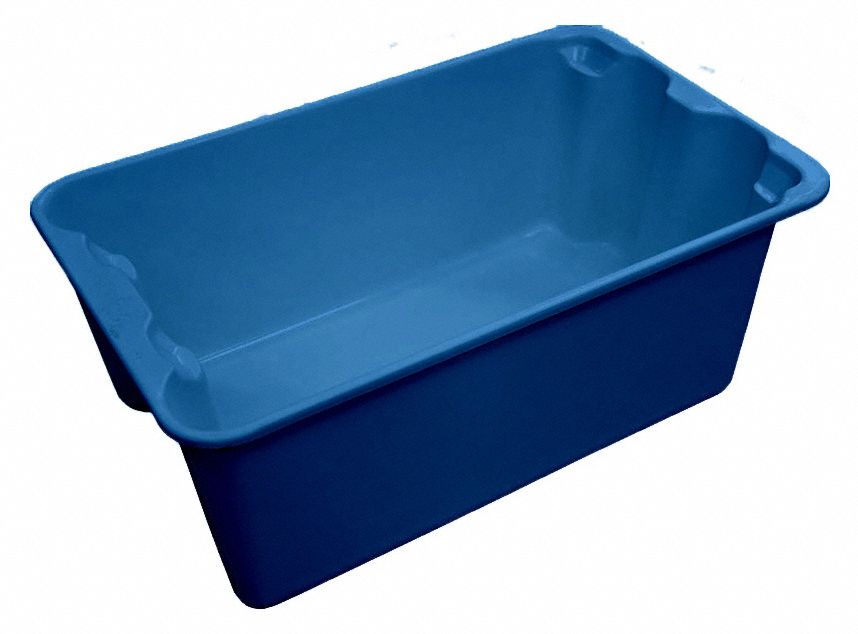 Stacking and Nesting Tote: 6.2 gal, 20 1/2 in x 12 7/8 in x 8 in, -60°F to 250°F