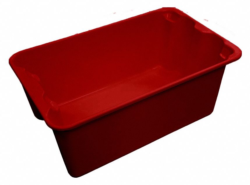 Stacking and Nesting Tote: 6.2 gal, 20 1/2 in x 12 7/8 in x 8 in, -60°F to 250°F