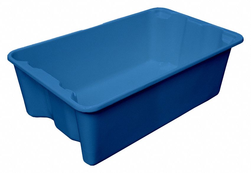 Stacking and Nesting Tote: 9 gal, 24 1/4 in x 14 3/4 in x 8 in, -60°F to 250°F