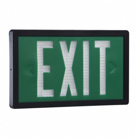 ISOLITE 1 Face Self-Luminous Exit Sign, Green Background Color, Black ...