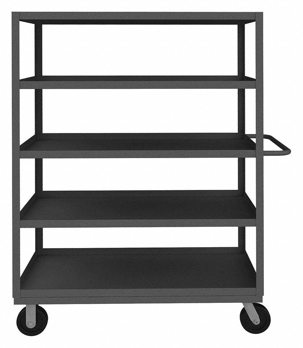Utility Cart with Lipped Metal Shelves: 3, 000 lb Load Capacity, 48 in x 24 in, Flat