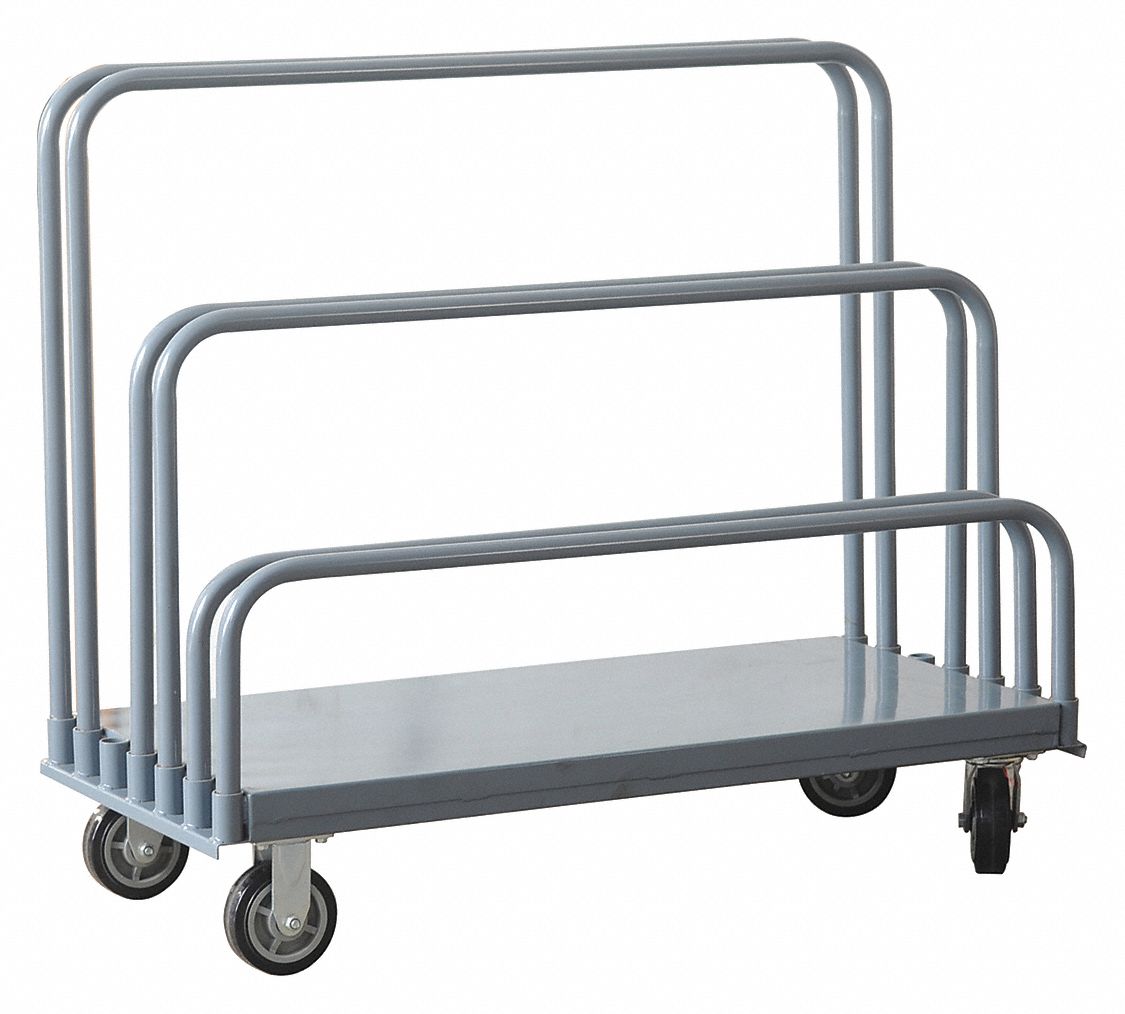 MULTIHEIGHT VERTICAL PANEL TRUCK WITH ADJUSTABLE RAILS, 2,000 LB LOAD CAPACITY, GREY