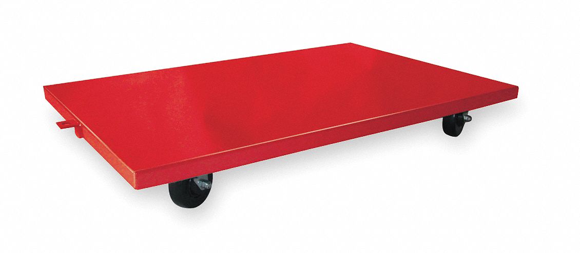 SOLID-DECK STEEL GENERAL PURPOSE DOLLY, 1,600 LB LOAD CAPACITY, SOLID NYLON, RED