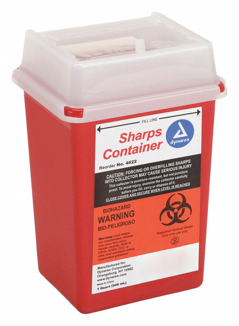 SHARPS CONTAINER,1/4 GAL.,SLIDING LID