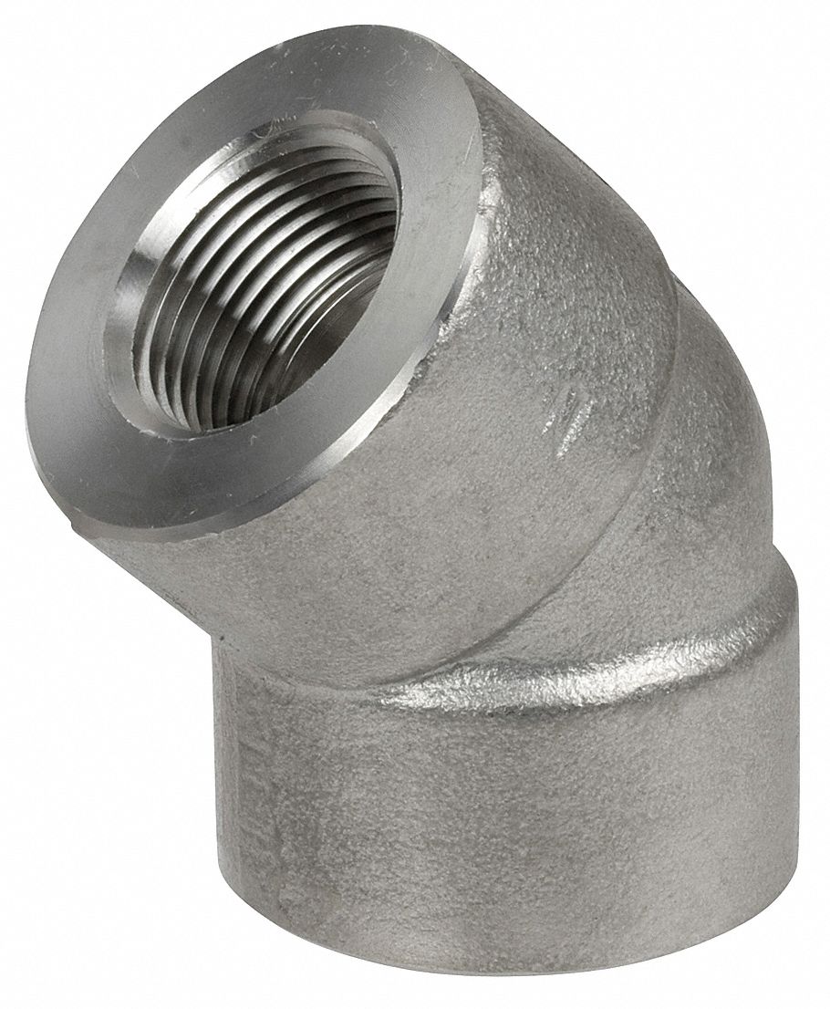 GRAINGER APPROVED 304 Stainless Steel Elbow, 45 Degrees, FNPT, 3/8 in