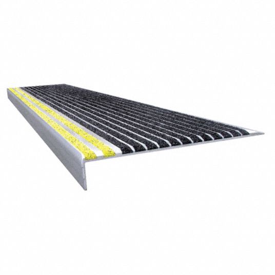 Wooster Products Black With Safety Yellow Front Extruded Aluminum Stair Tread Cover Installation Method Fasteners 2tva8 511by4 6 Grainger