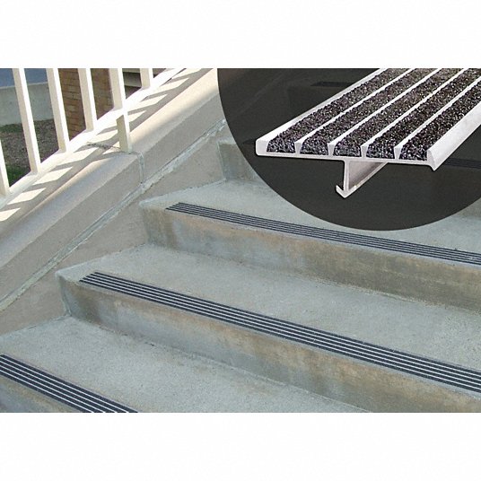 WOOSTER PRODUCTS 132BLA4 Stair Nosing,Black,48in W,Extruded Alum 