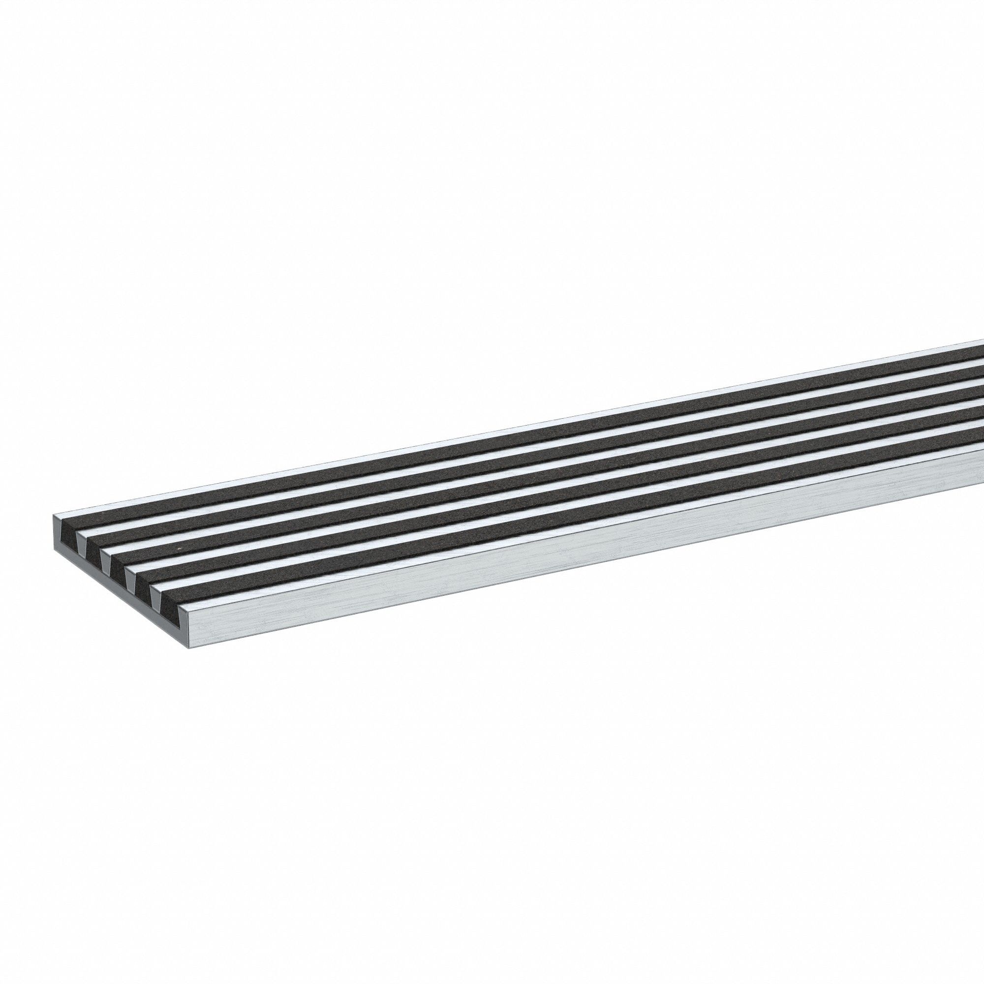 Stair Nosing: Multi-Strip Grit, Aluminum, Fastener-Installed, 36 in Wd, 3 in Dp, Black, 3 in x 36 in