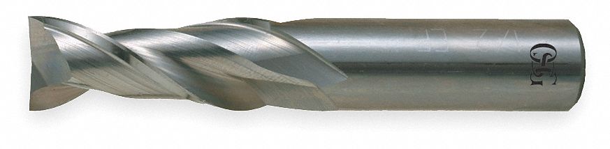 Square End Mill: Carbide, 2 Flute, 1" Mill Dia, 2" LOC, 5" OAL