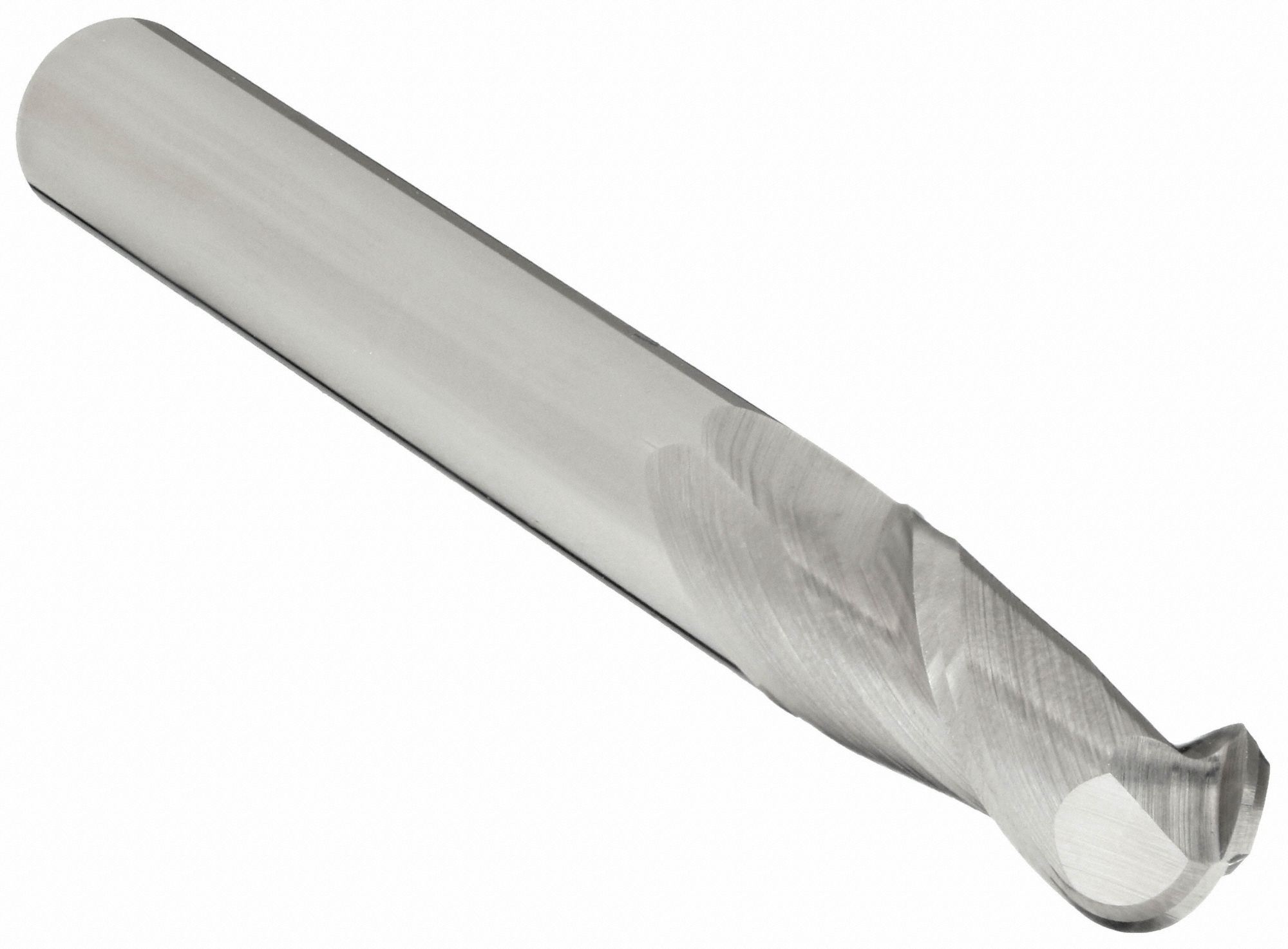 Ball End Mill: Carbide, 2 Flute, 1/4" Mill Dia, 3/4" LOC, 2-1/2" OAL, List 402BN