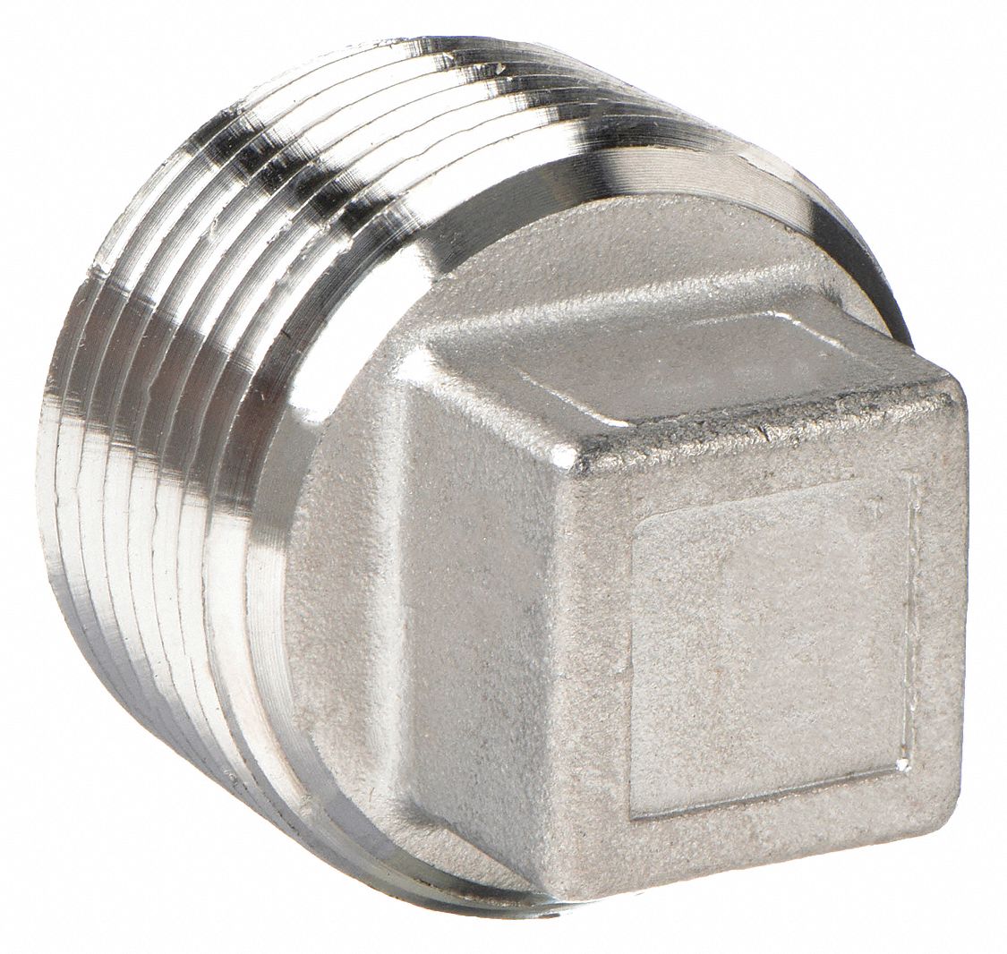 SQUARE HEAD PLUG: 316L STAINLESS STEEL, 1 IN FITTING PIPE SIZE, MALE NPT, CLASS 150