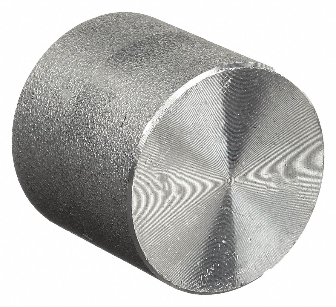 Round Cap: 304 Stainless Steel, 3/8 in Fitting Pipe Size, Class 3000