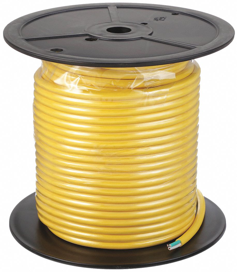 PORTABLE CORD, 3 CONDUCTORS, 14 AWG WIRE SIZE, PVC, YELLOW, 250 FT L, 300 VOLT