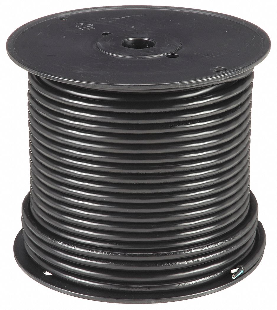 PORTABLE CORD, 3 CONDUCTORS, 16 AWG WIRE SIZE, PVC, BLACK, 250 FT L, 600 VOLT