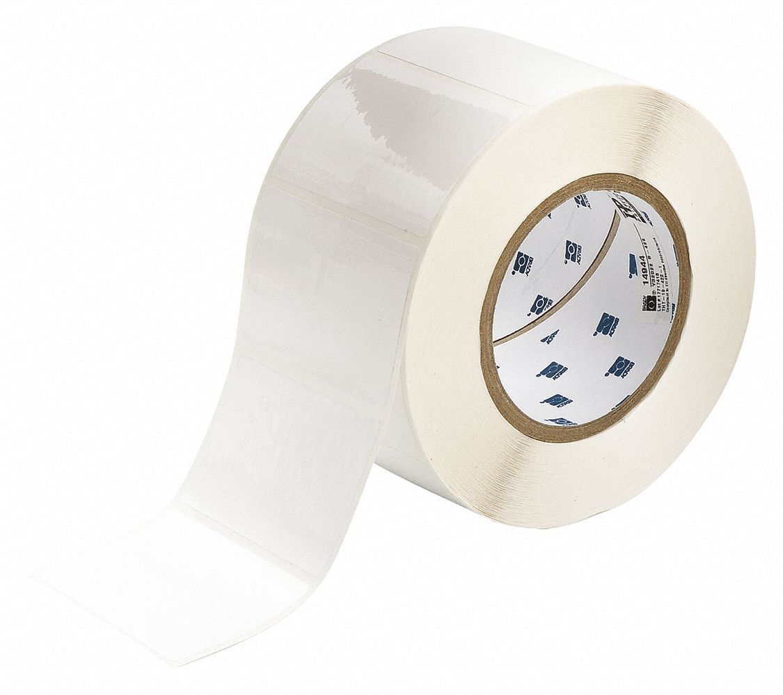 PRECUT LABEL ROLL, 2 IN X 3 IN, 3 13/64 IN, POLYESTER, WHITE, 1,000 PK