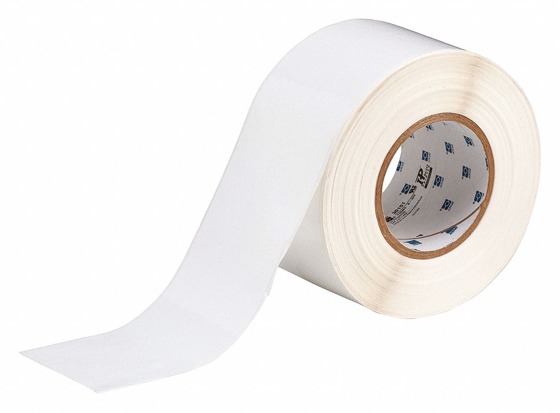 Continuous Label Stock: 3 in x 300 ft, Polyester, White (Gloss), Indoor