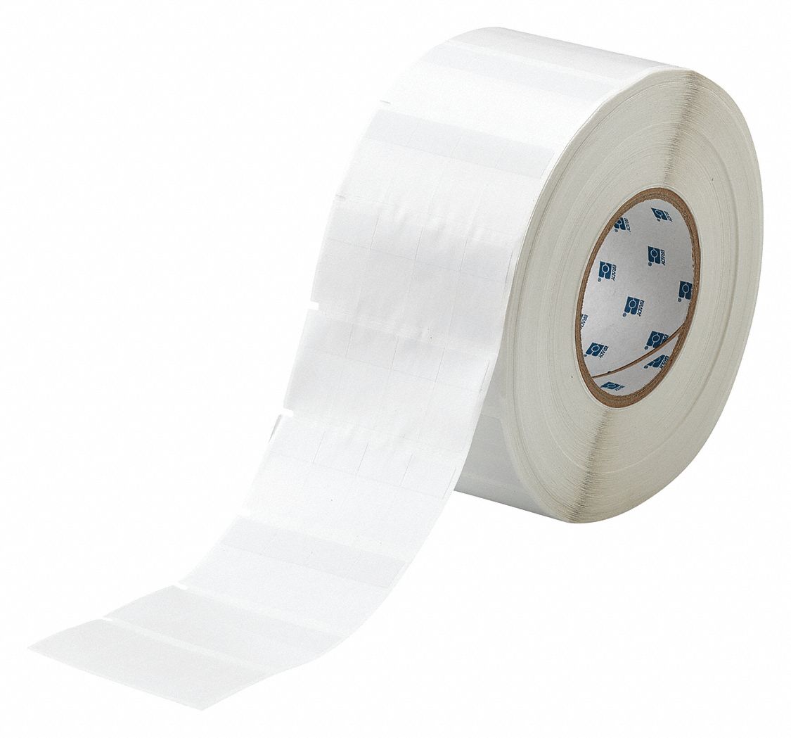 Wraparound Label: 1 7/16 in x 13/16 in, Vinyl, White (Matte), For 12 AWG to 8 AWG Wire Gauge