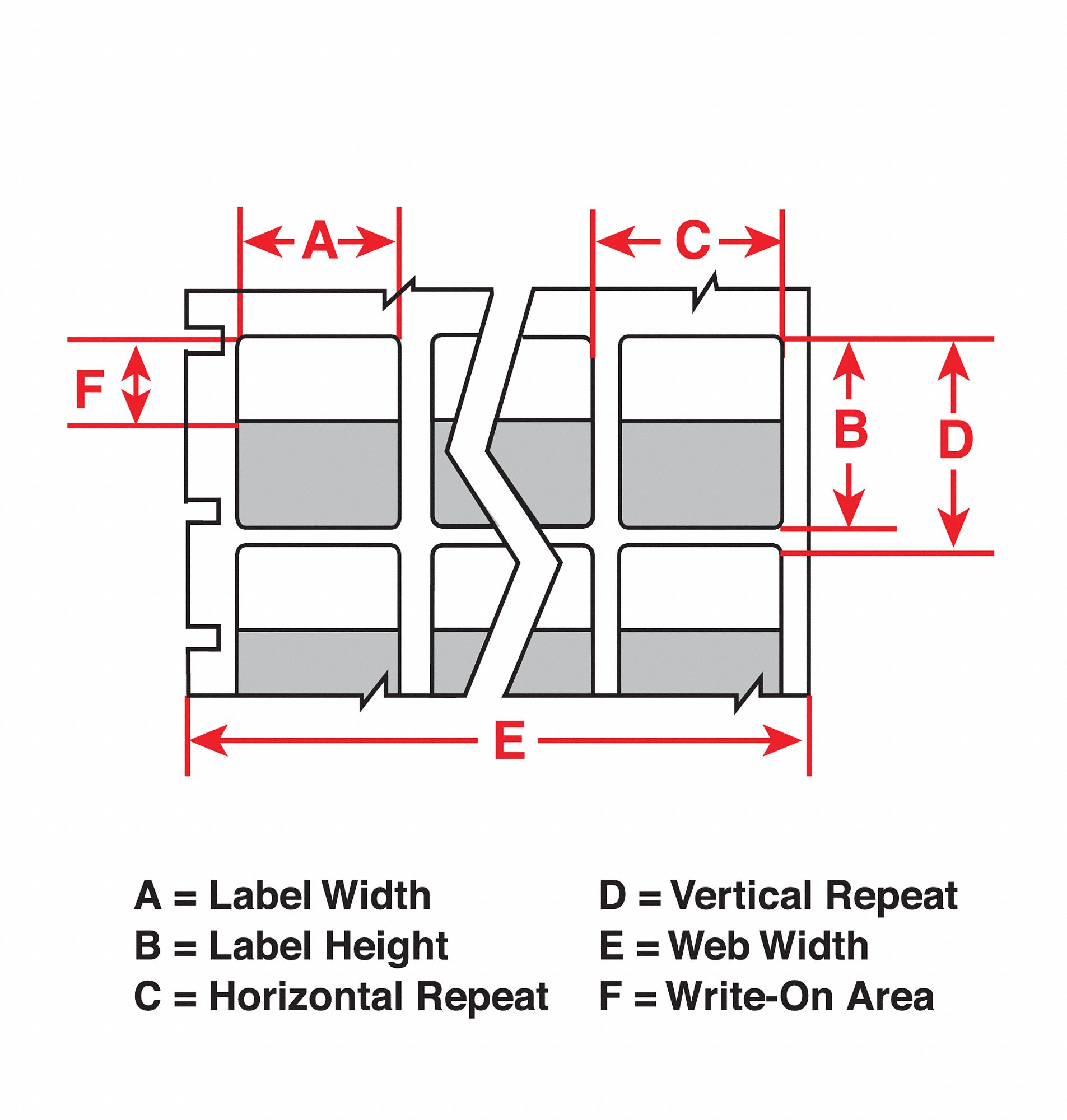 Wraparound Label: 2 1/4 in x 1 in, Vinyl, White (Matte), For 12 AWG to 8 AWG Wire Gauge