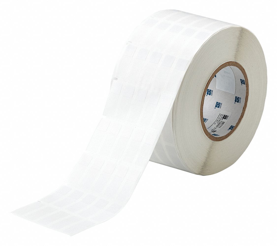Wraparound Label: 1 7/16 in x 1/2 in, Vinyl, White (Matte), For 12 AWG to 8 AWG Wire Gauge