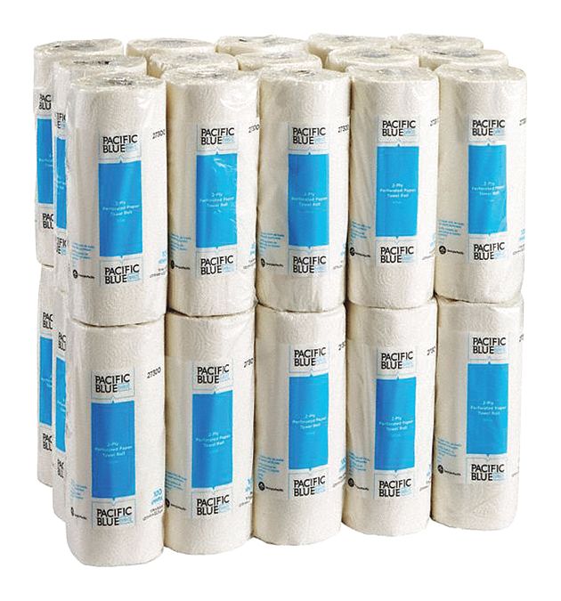 Paper Towel Roll: White, 11 in Roll Wd, 75 ft Roll Lg, 9 in Sheet Lg, 30 PK