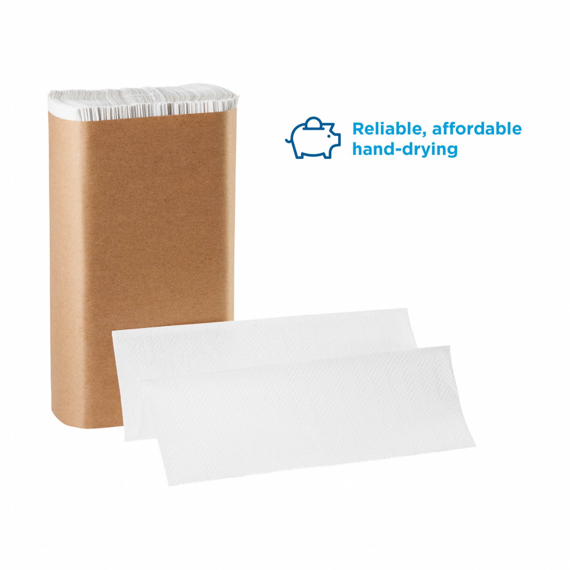 Paper Towel Sheets White, 9 1/4 in Sheet Wd, 9 1/2 in