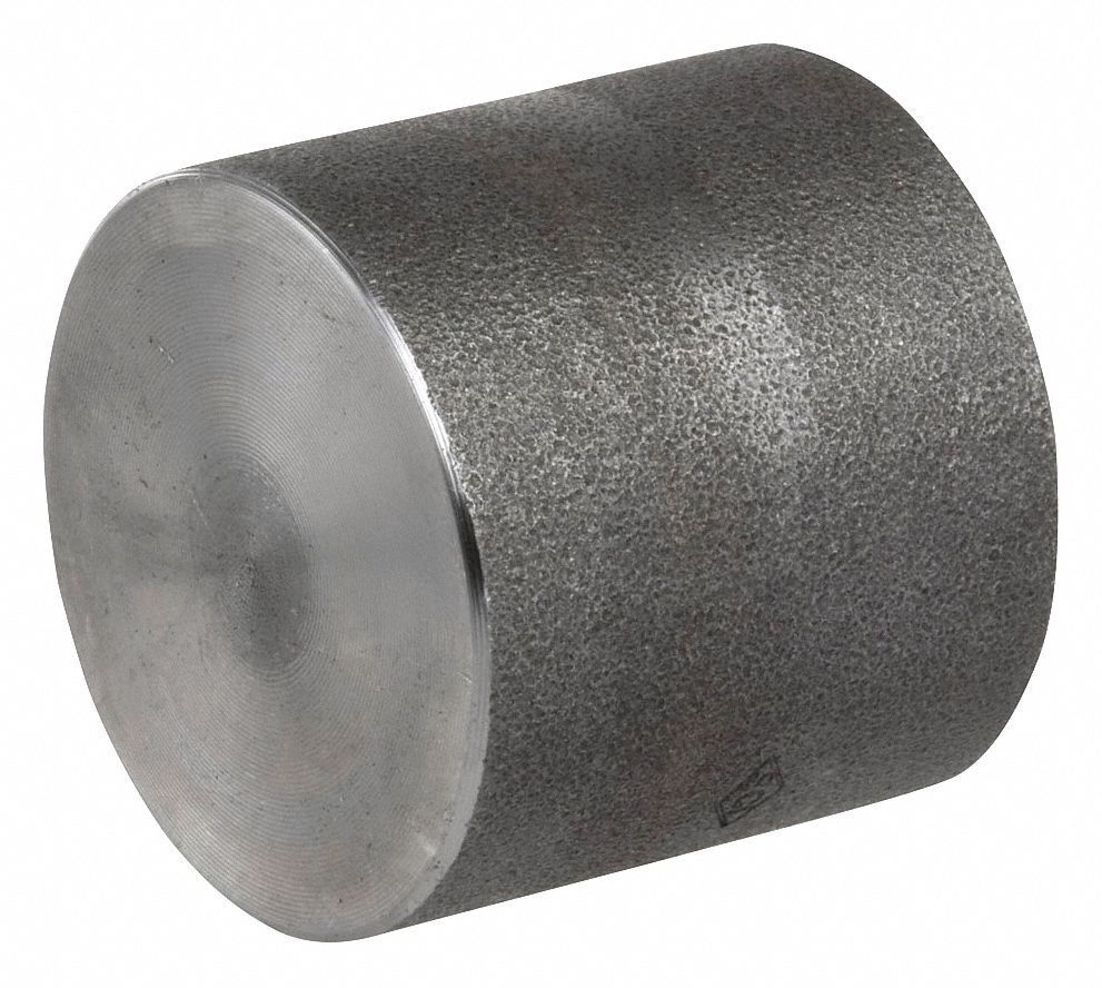Round Cap: 316L Stainless Steel, 1 in Fitting Pipe Size, Female NPT, Class 3000, 1 5/8 in Overall Lg