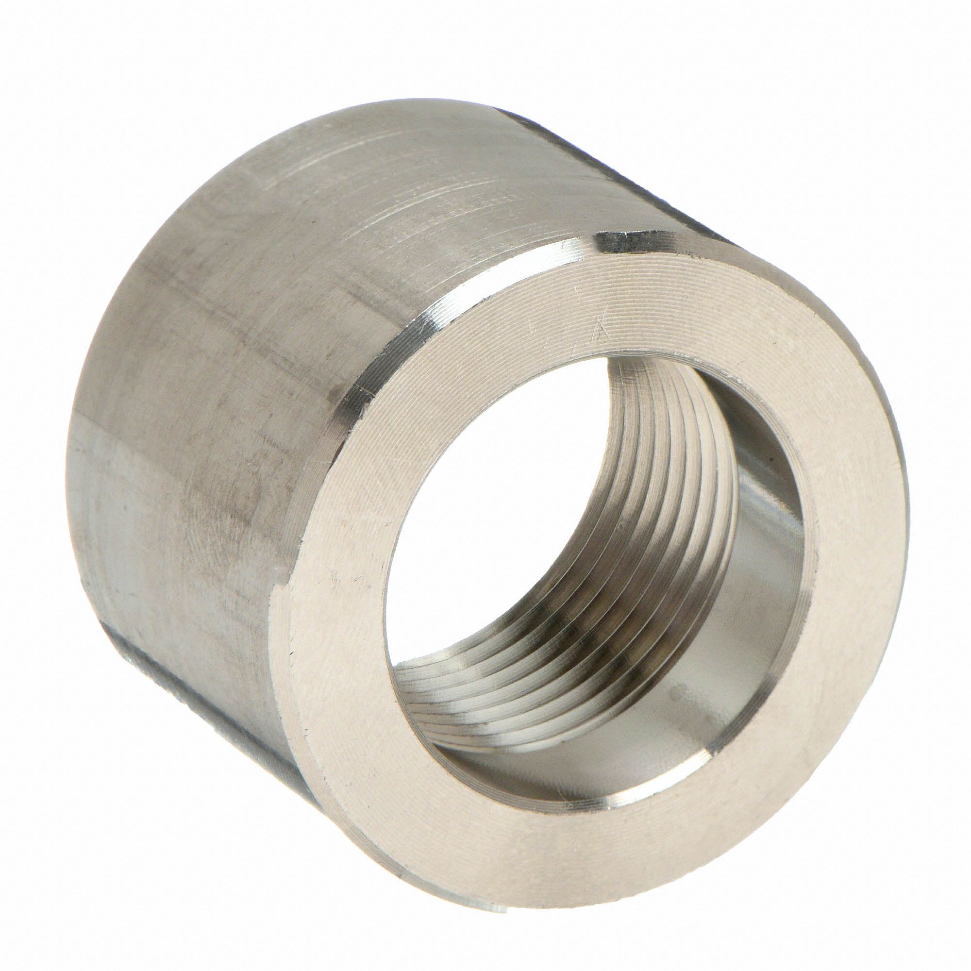 GRAINGER APPROVED 304 Stainless Steel Half Coupling, FNPT, 3/4 in Pipe Size Pipe Fitting