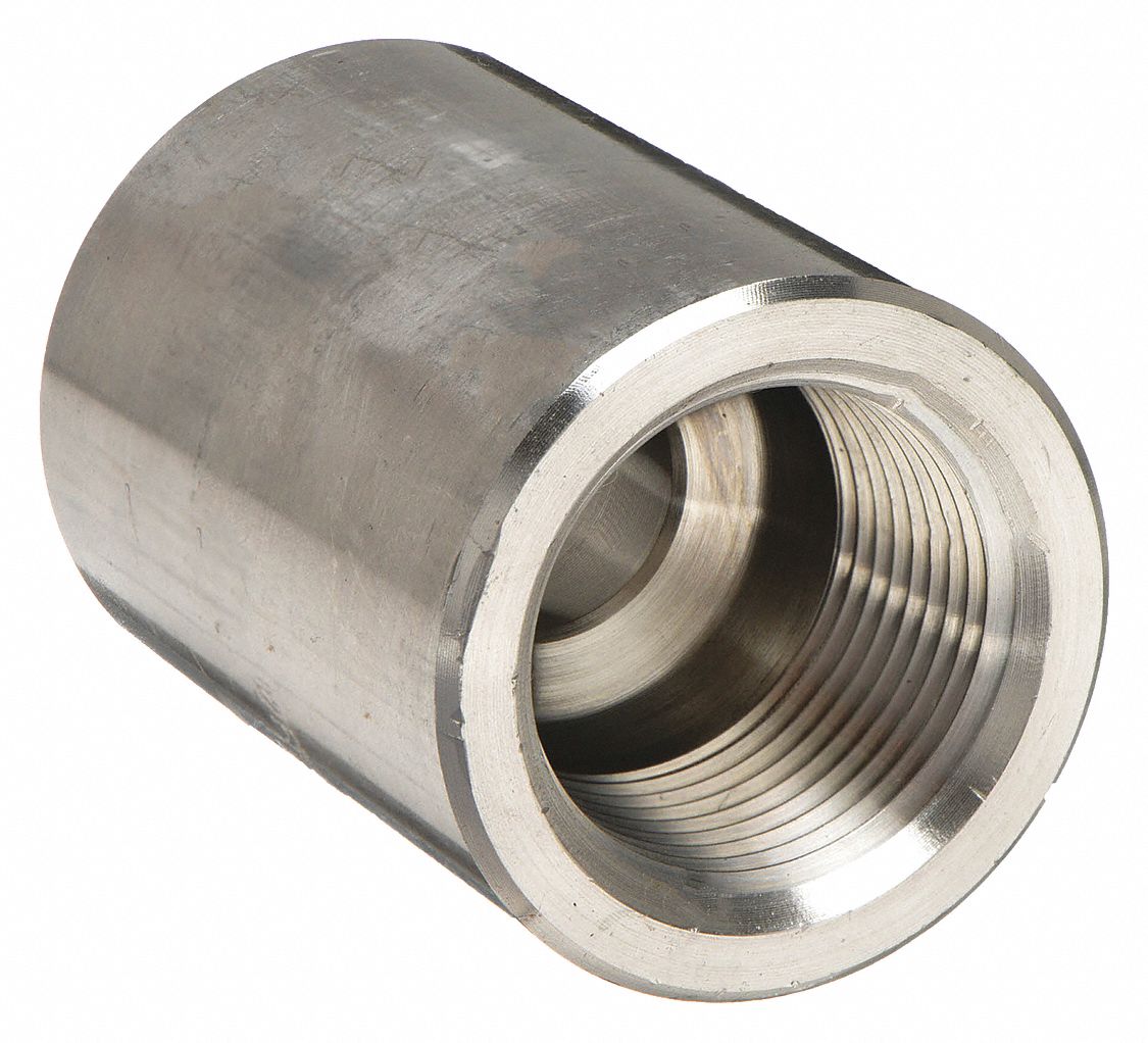 REDUCING COUPLING: 304 STAINLESS STEEL, ½ IN X ¼ IN FITTING, FEMALE NPT X FEMALE NPT