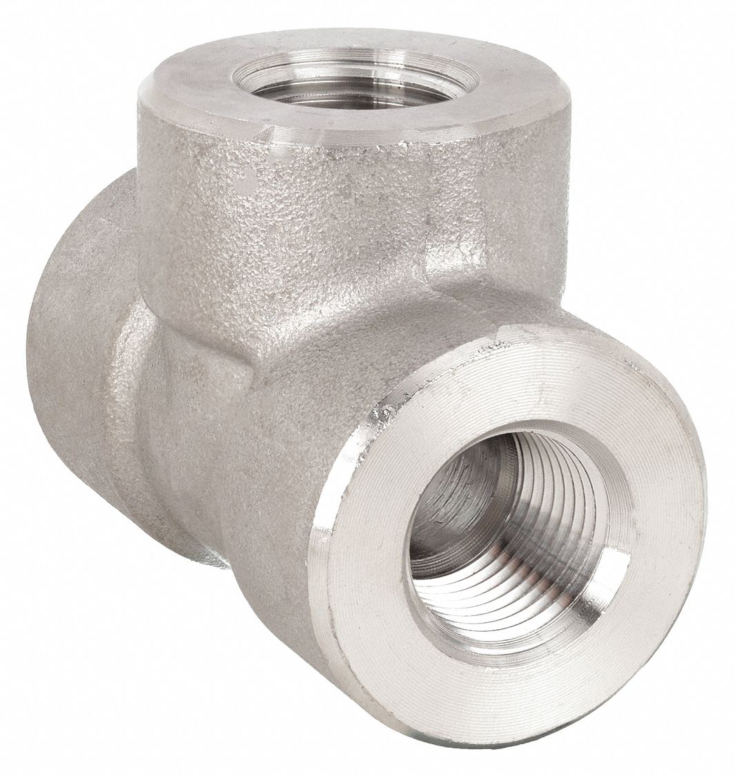 TEE: 304 STAINLESS STEEL, ½ IN X ½ IN X ½ IN FITTING PIPE SIZE, CLASS 3000