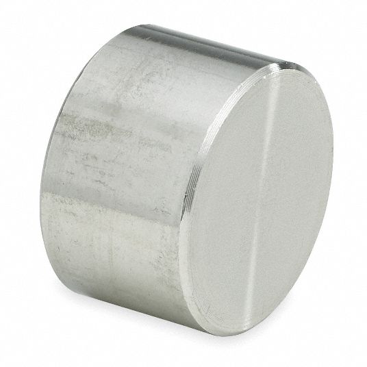 Round Cap: 304 Stainless Steel, 3/8 in Fitting Pipe Size, Class 3000