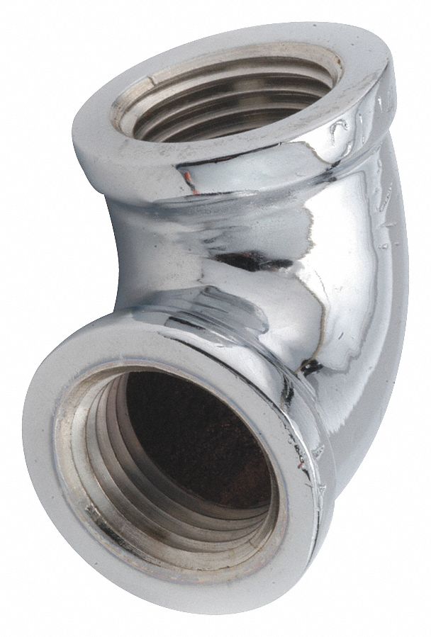 GRAINGER APPROVED Chrome Plated Brass Elbow, 90 Degrees, FNPT, 3/4 in