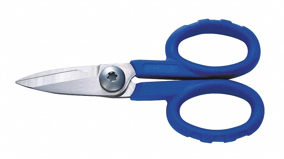 ELECTRICIANS SCISSORS, RIGHT-HAND, 5 1/2 IN OVERALL L, STRAIGHT, STAINLESS STEEL, FINE