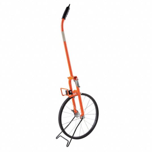 Measuring Wheel: Single Wheel, 4 ft Wheel Circumference, 15 1/2 in Wheel  Dia., Steel, Rubber, ft