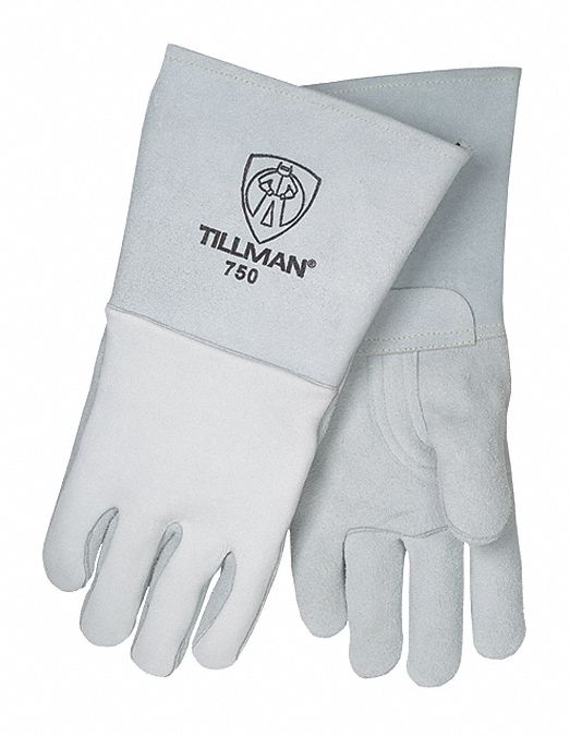 WELDING GLOVES, STRAIGHT THUMB, STRAIGHT CUFF PREMIUM, WHT ELKSKIN, 750, STICK, A