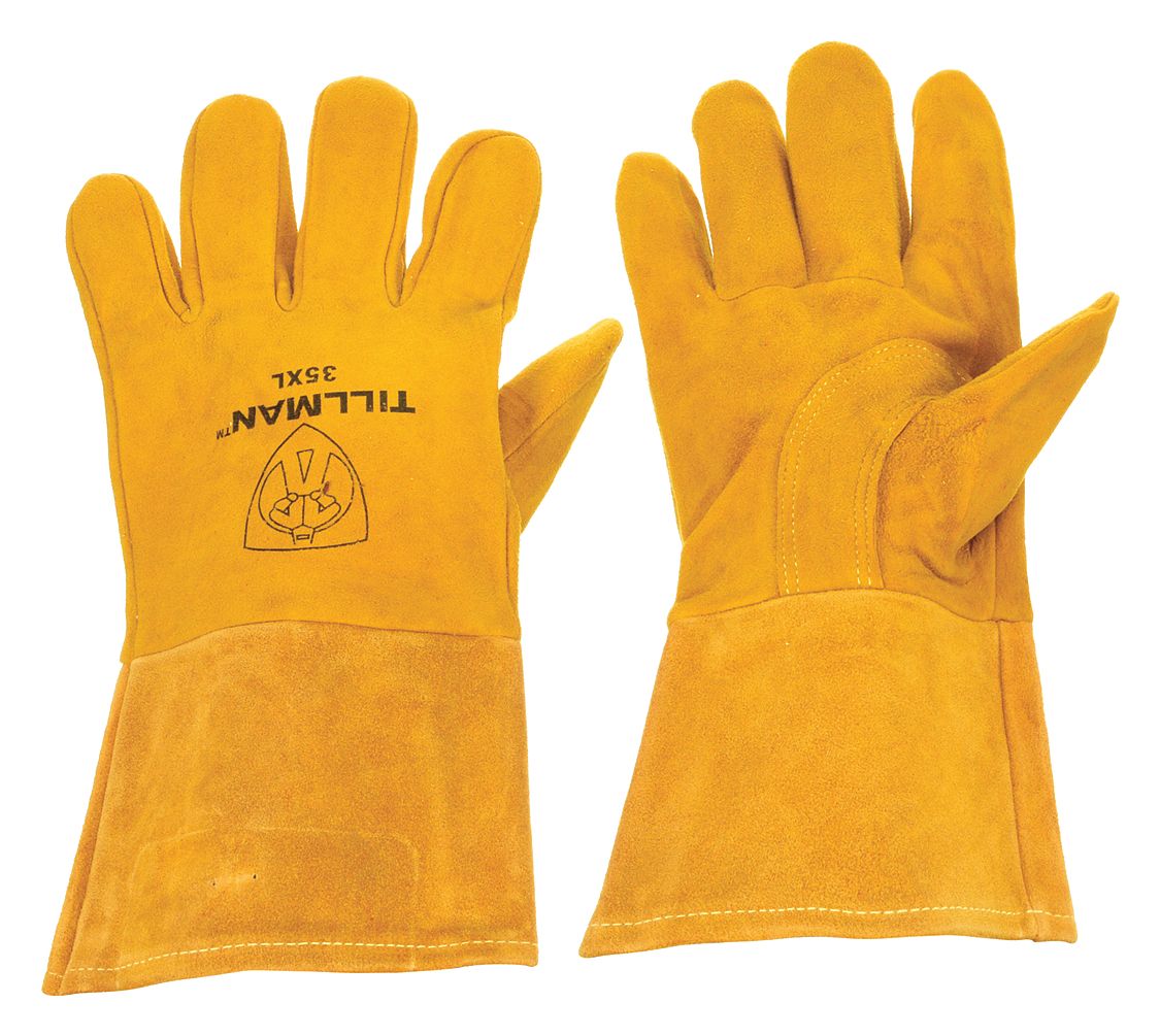 WELDING GLOVES, STRAIGHT THUMB, DEERSKIN, XL, 1 PR, MIG, 12 IN