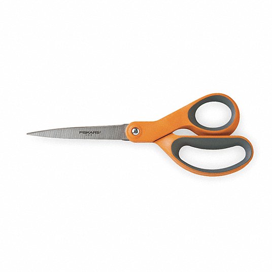 Scissor, For Cardboard, Tape and Small Gauge Wire, Stainless Steel, 3 3/4  in - Grainger
